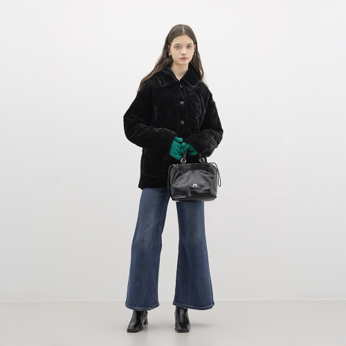 WD_чёрный velvet elegant coat