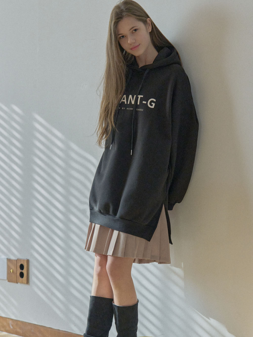 Logo Hooded Long T-Shirt - BLACK (с начесом)