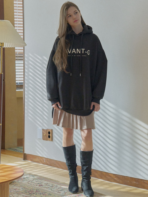 Logo Hooded Long T-Shirt - BLACK (с начесом)