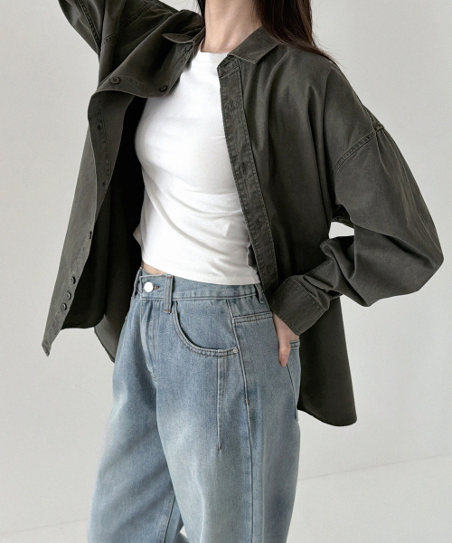 винтажный Oversized-Fit пигмент потёртый Khaki