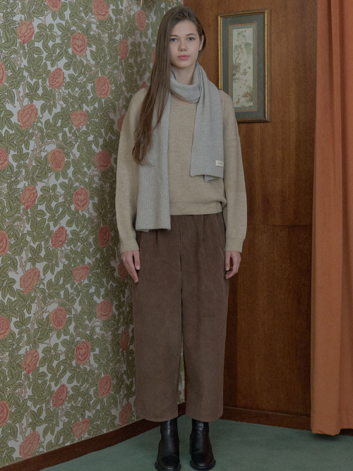 Corduroy укороченный Banding Pants - BROWN