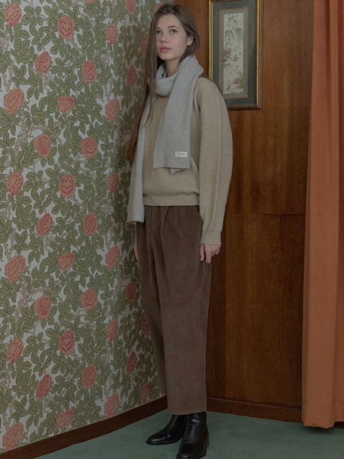Corduroy укороченный Banding Pants - BROWN