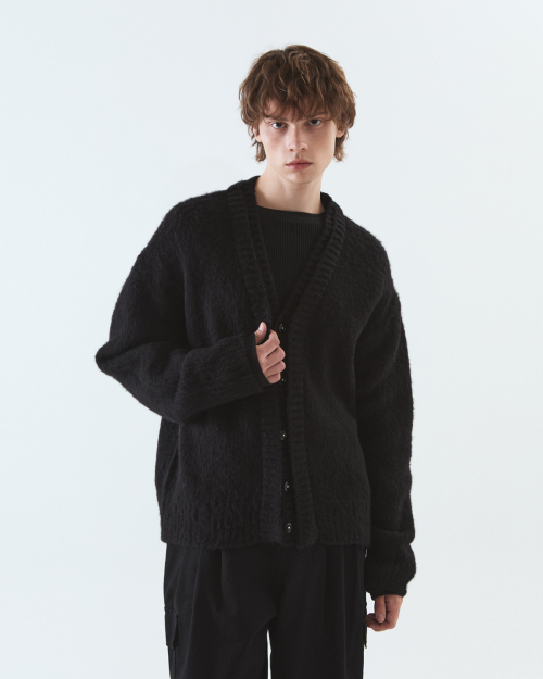Double brush cardigan / BLACK