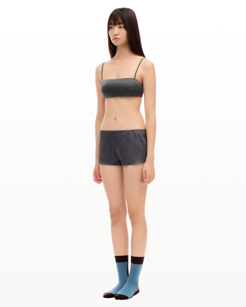 love silk bralette & boy shorts set deep forest