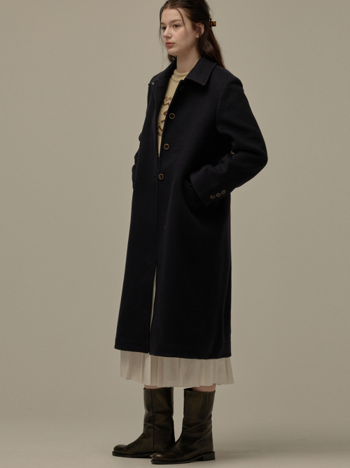 Single button long coat - Navy