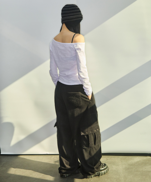 Флисовые брюки карго с логотипом R [Black]