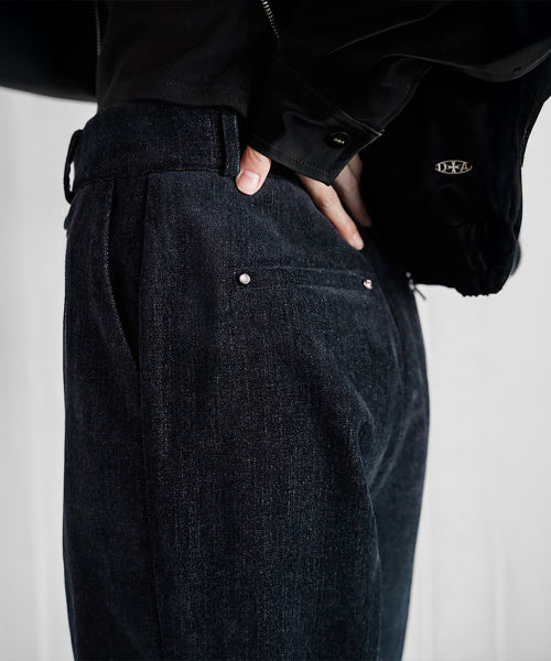 VELOUR WIDE-FIT BANDING PANTS, D.NAVY