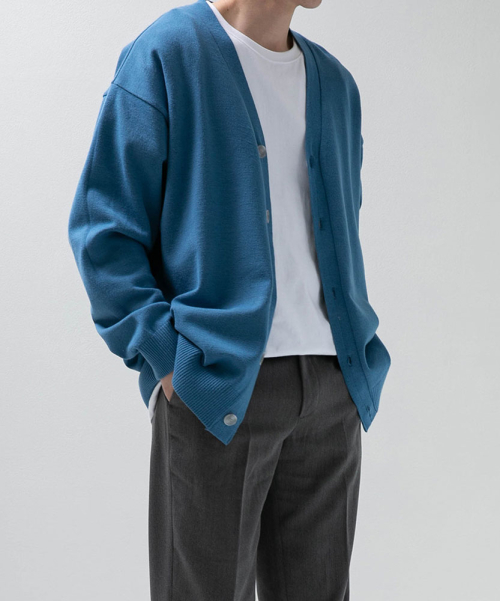 [Big Size M-4XL] Mono Machine-Washable V-Neck Knit картаigan