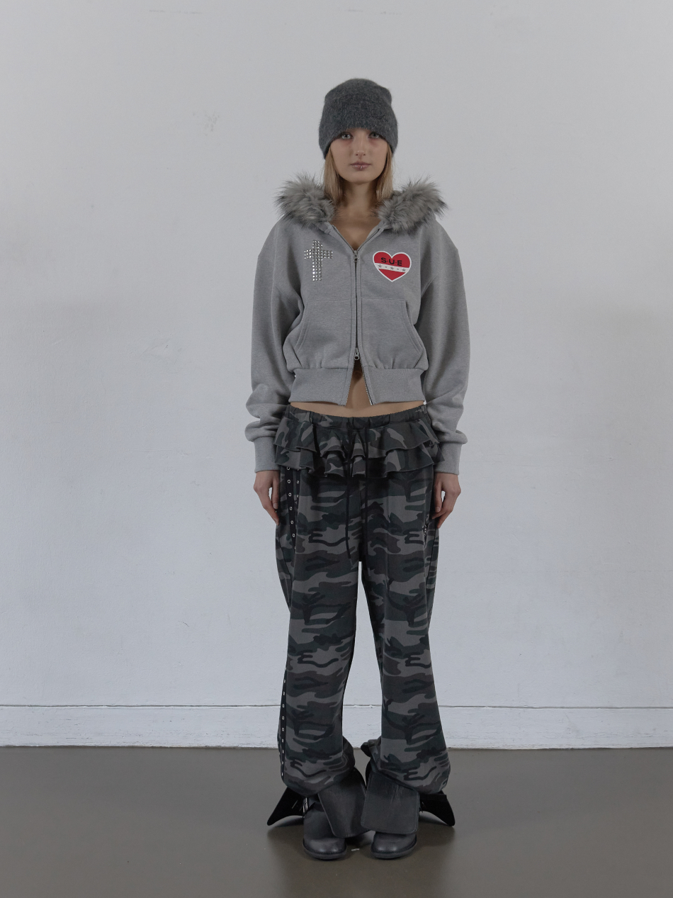 トップス Fur Trimming Hooded Zip-Up Melange Gray Fur Trimming Hooded Zip-Up Melange Gray – SCULPTOR JAPAN