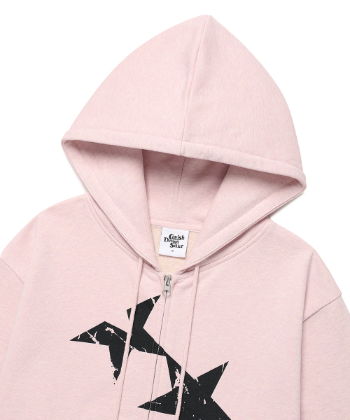 TWIN STAR ZIP UP HOODIE PINK(CV2FFUM498A)