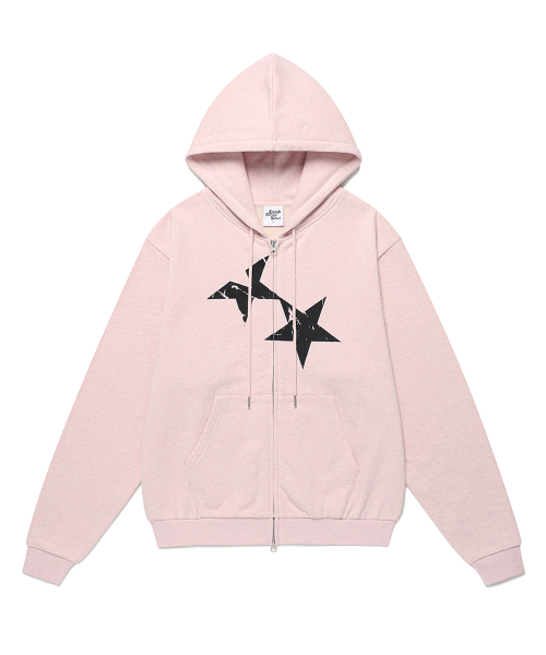TWIN STAR ZIP UP HOODIE PINK(CV2FFUM498A)