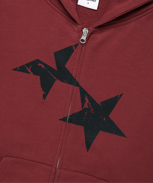 TWIN STAR ZIP UP HOODIE BURGUNDY(CV2FFUM498A)