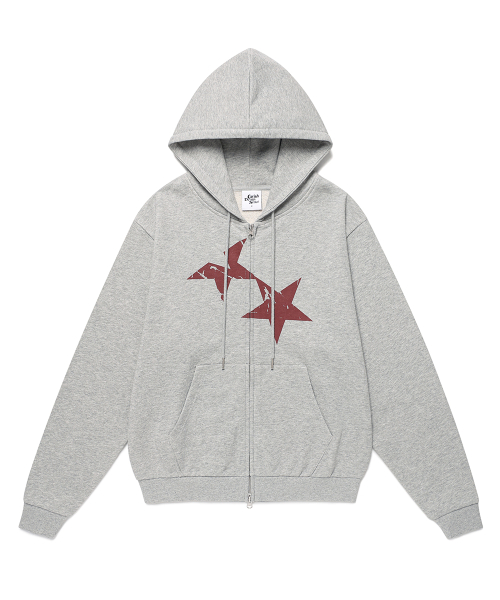 TWIN STAR ZIP UP HOODIE GREY(CV2FFUM498A)