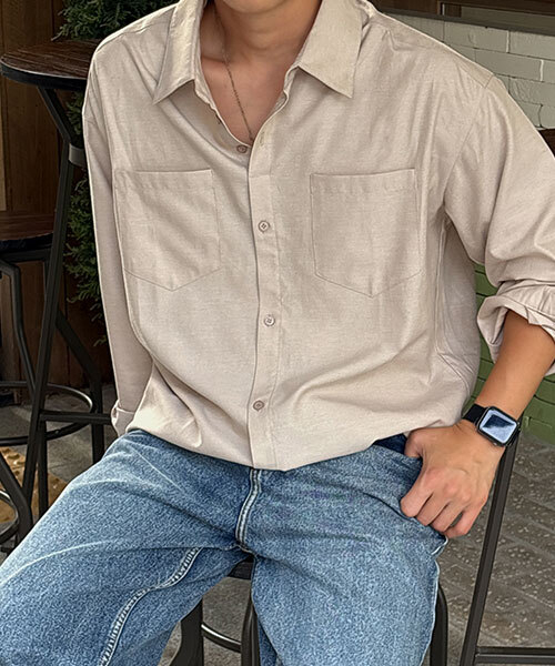 [Big size M-6XL] Easy-to-wear shirt Hidden button Automatic long-sleeved shirt
