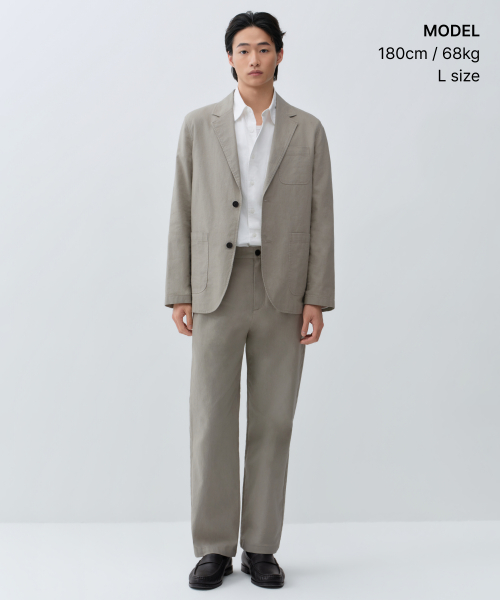 [CITY WORKERS] LINEN BLEND BLAZER [GREYISH BEIGE]