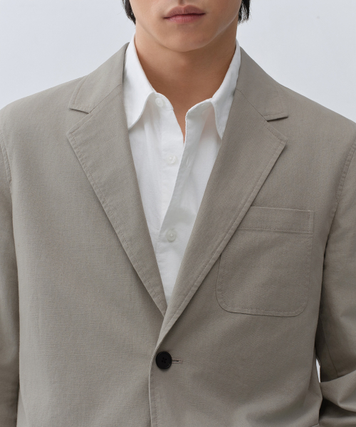 [CITY WORKERS] LINEN BLEND BLAZER [GREYISH BEIGE]