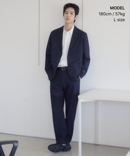 [CITY WORKERS] LINEN BLEND BLAZER [NAVY]