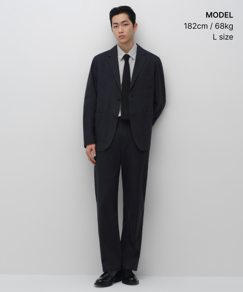 [CITY WORKERS] LINEN BLEND BLAZER [NAVY]