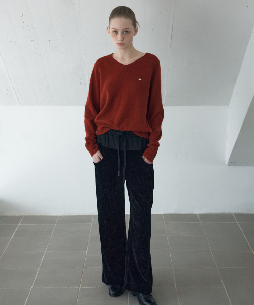 V-NECK RAGLAN KNIT_RED