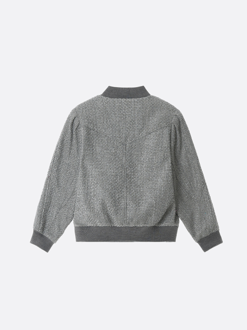 TWEED VARSITY JACKET GREY