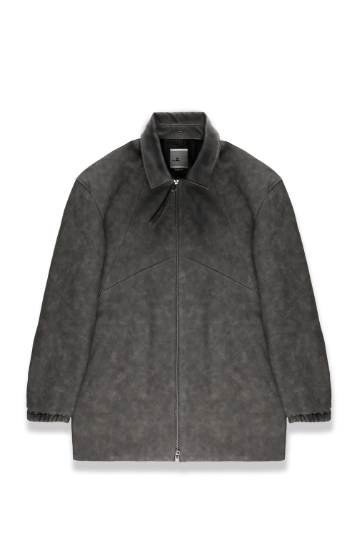 WEATHERED LEATHER CAR COAT / WASHED GREY [TYPE 002]