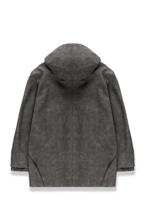 WEATHERED LEATHER CAR COAT / WASHED GREY [TYPE 002]