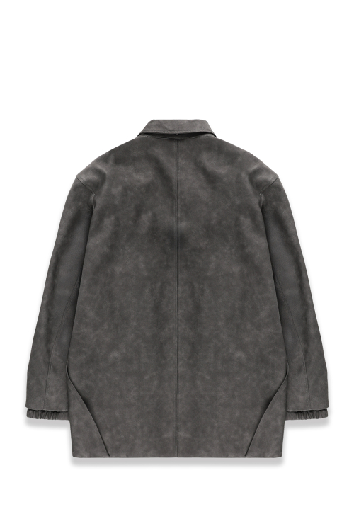 WEATHERED LEATHER CAR COAT / WASHED GREY [TYPE 002]
