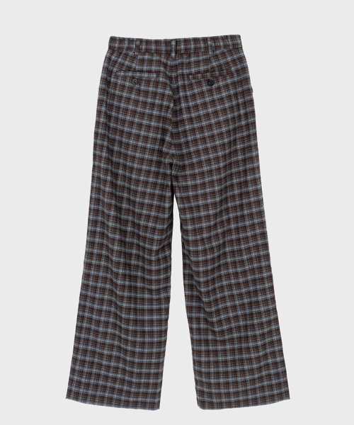BROWN TRATAN CHECK ELASTIC WAIST TROUSER
