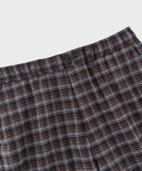 BROWN TRATAN CHECK ELASTIC WAIST TROUSER