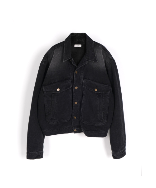 labour washed black denim trucker (washed black)