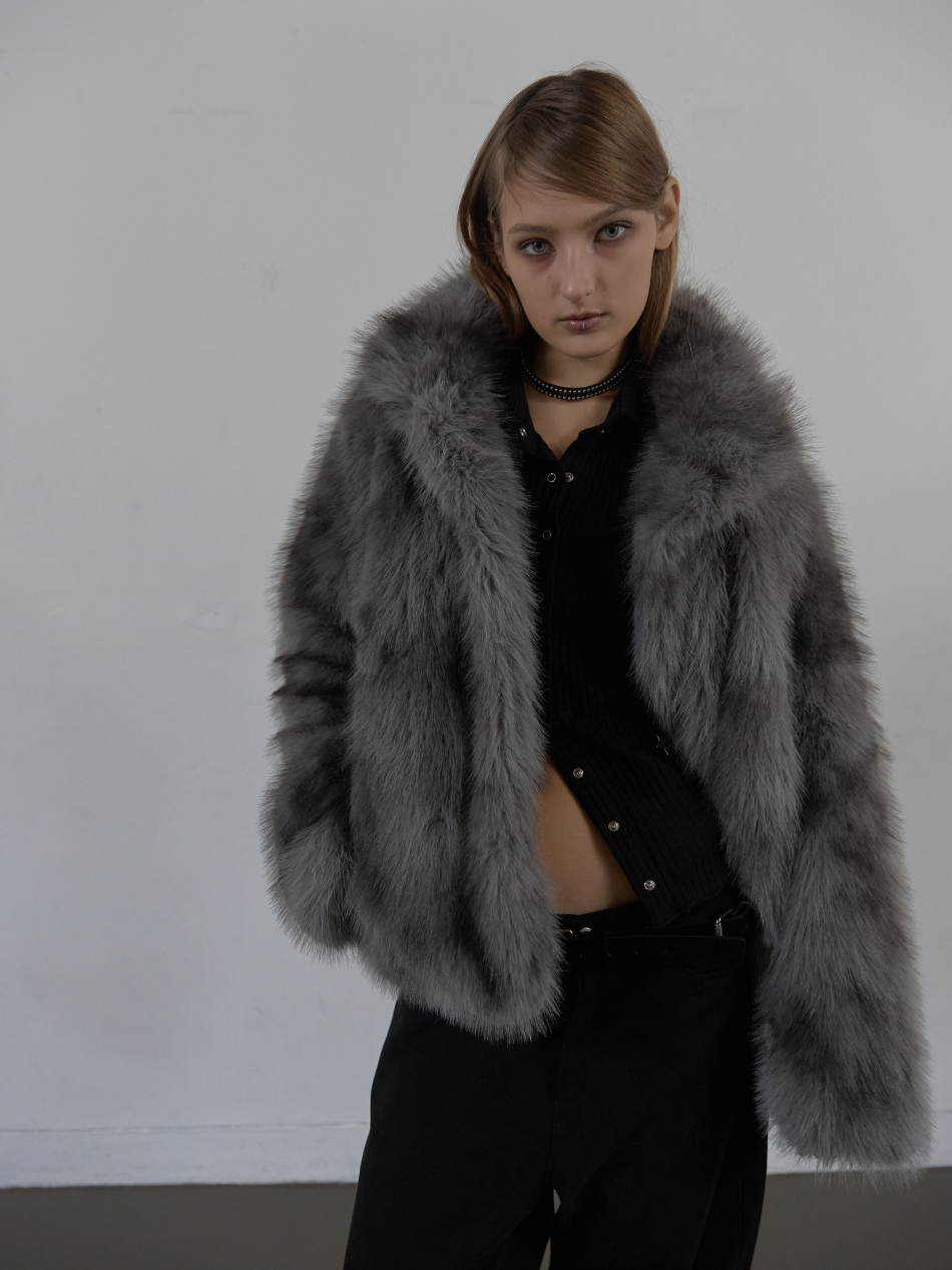FAUX FUR JACKET / CHARCOAL | ファッション通販サイト NUGU