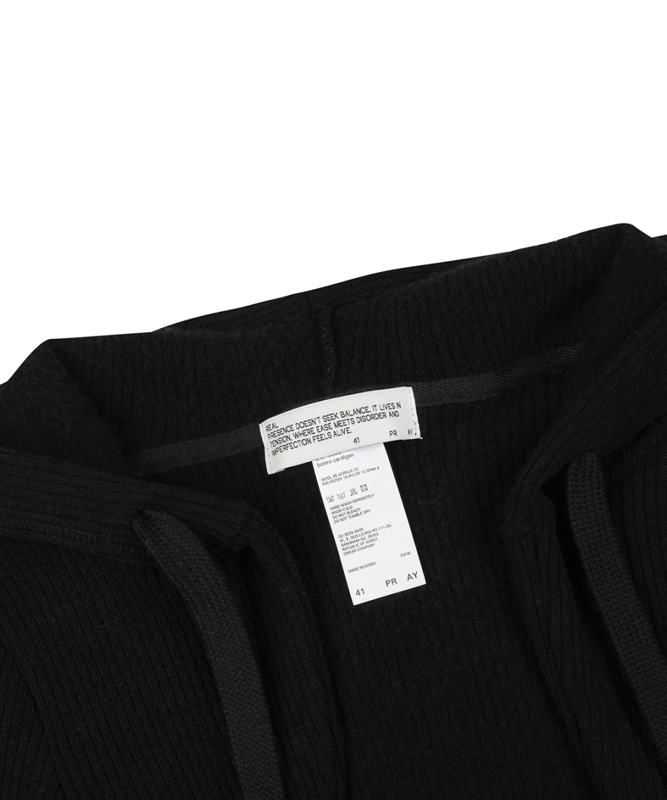사일프레이(41PRAY) Knit Hoodie Bolero Cardigan / Black - 사이즈