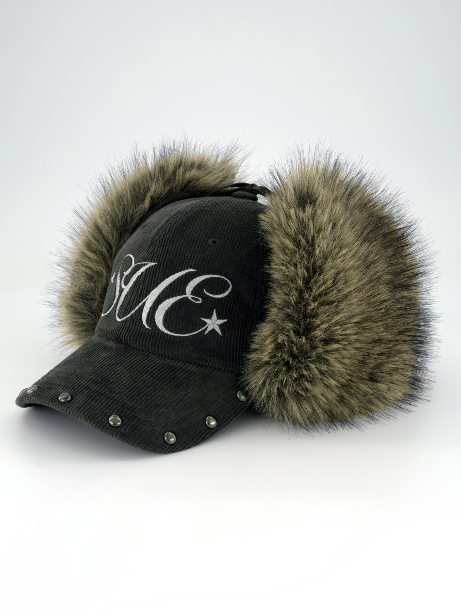 CORDUROY FUR EARFLAP CAP / CHARCOAL | ファッション通販サイト NUGU