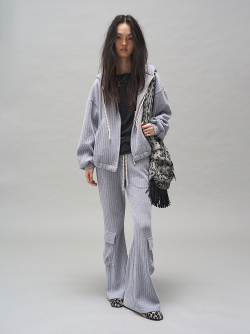 BRYNN CORDUROY HOOD ZIP-UP_GREY