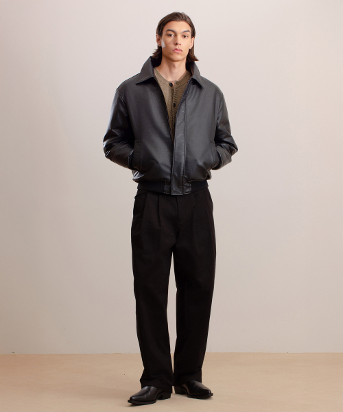 Кожаный бомбер Walter Faux Black