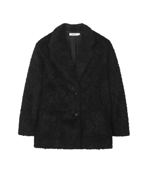 Single Fur Short Coat - Black