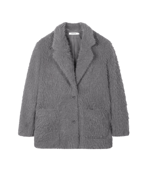 Single Fur Short Coat - Gray