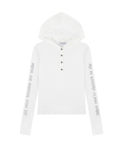 Sleeve Lettering Hoodie - White