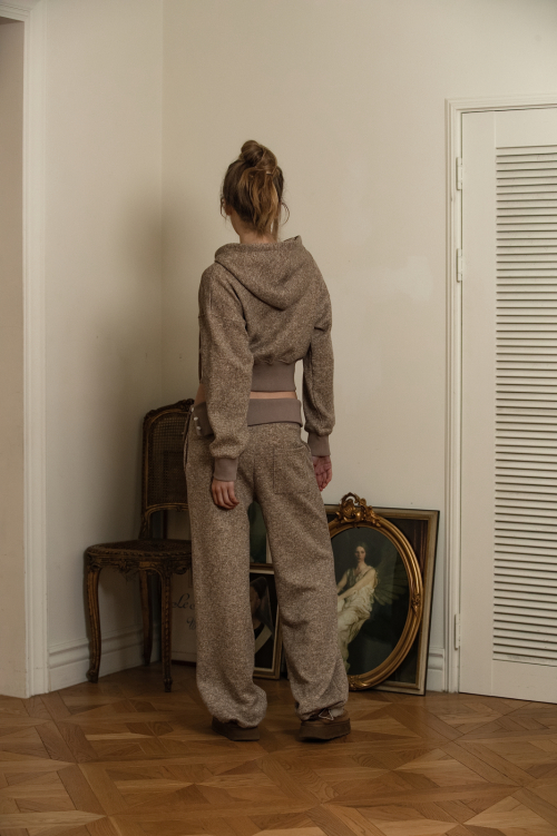 Bokashi cozy hood zip-up Mocha brown