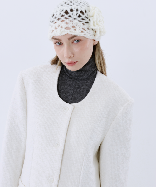 Длинное пальто wool-like, Ivory