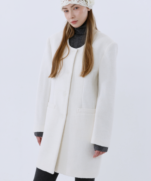 Длинное пальто wool-like, Ivory