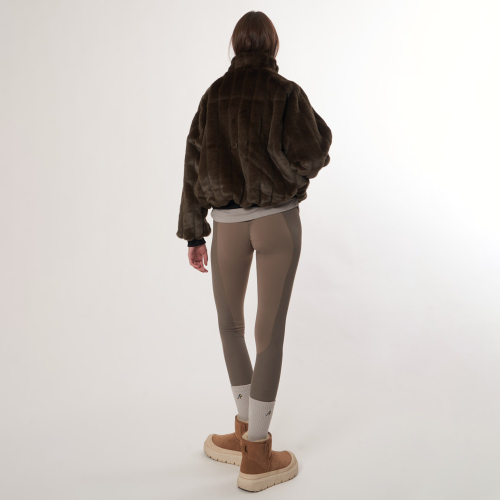 Двусторонний норковый бомбер AW52OT03 Dark Brown