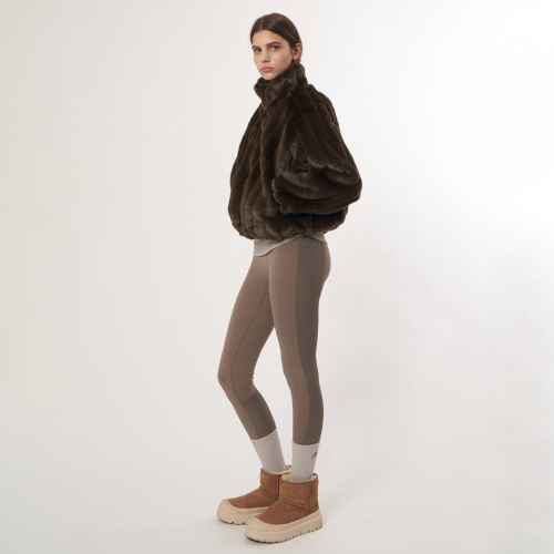 Двусторонний норковый бомбер AW52OT03 Dark Brown
