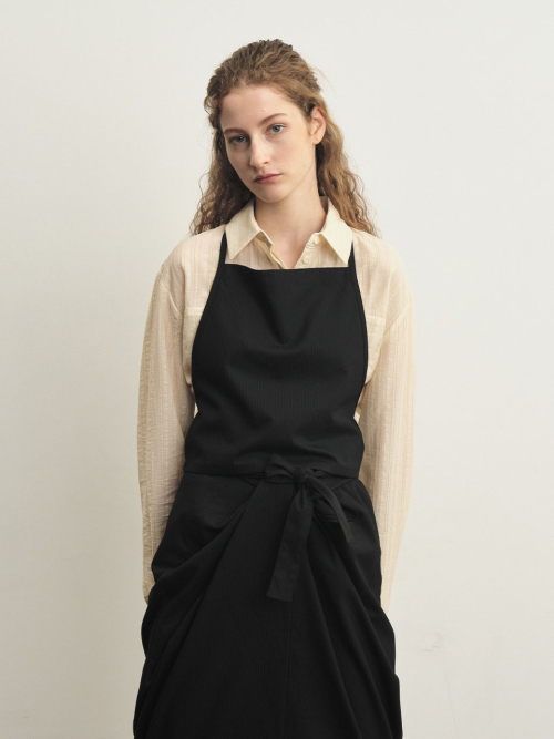 Многослойный шерстяной бюстье-фартук в полоску (Black)