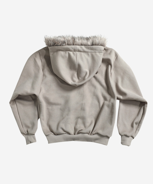 BUTTERFLY SPLATTER ZIP-UP #BEIGE (на флисе, съемный мех)