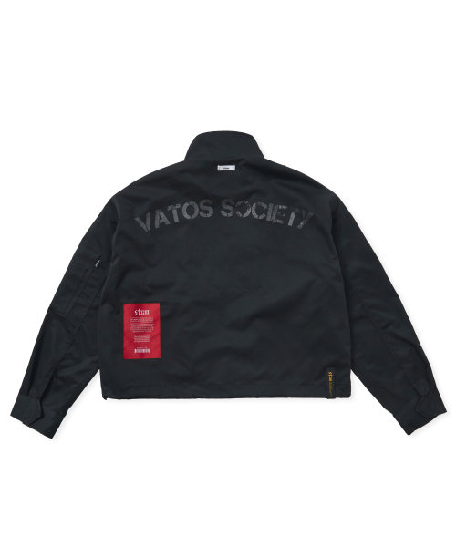 S56 OVERSIZED CROP MILITARY JACKET BLACK
