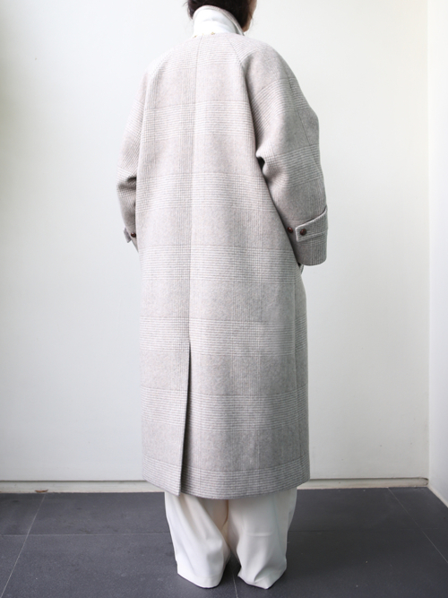 GLEN CHECK RAGLAN CHECK OVER COAT_BEIGE
