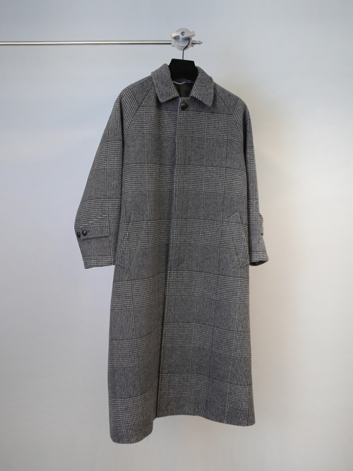GLEN CHECK RAGLAN CHECK OVER COAT_BLACK