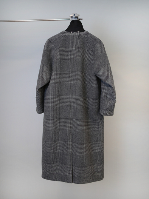 GLEN CHECK RAGLAN CHECK OVER COAT_BLACK