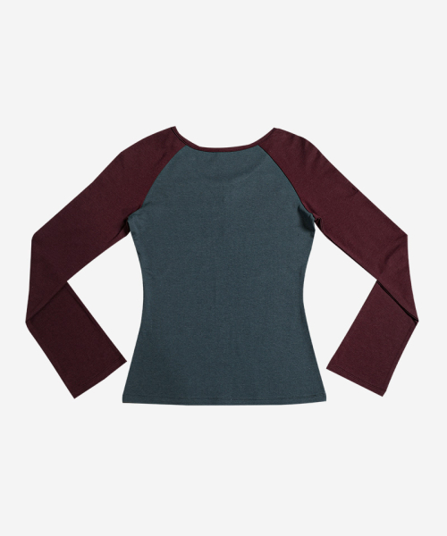 ROSE BUTTERFLY RAGLAN T-SHIRT #WINE BLUE